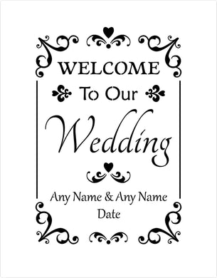 Customised Wedding Stencil - welcome to our wedding