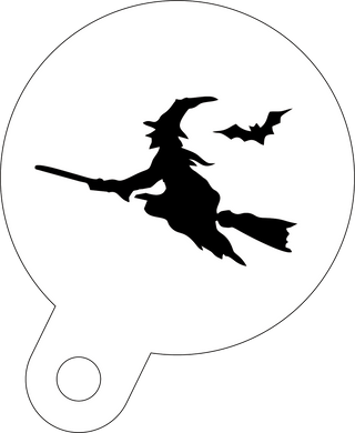 Witch halloween coffee stencil