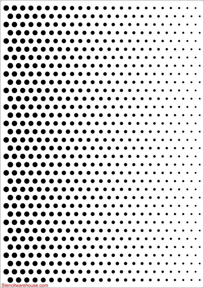 Benday 8mm fading to 2.5mm Staggered Dot Stencil