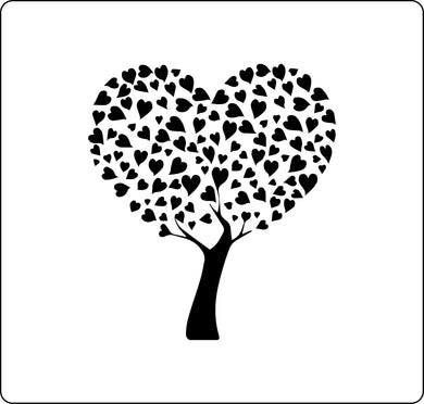 Tree stencil made from individual hearts