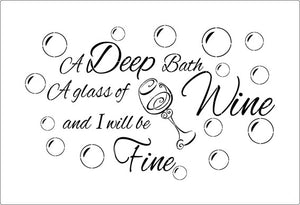 A deep bath A glass of wine