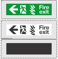 FIRE EXIT to the left sign