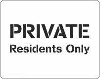 PRIVATE Residents Only car parking stencil