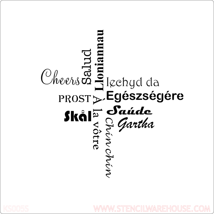 Cheers collage stencil in many languages