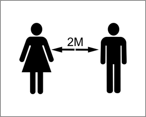 Social distancing stencil to keep 2m distance