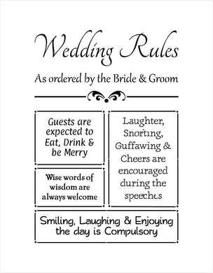Wedding Stencil - our wedding rules